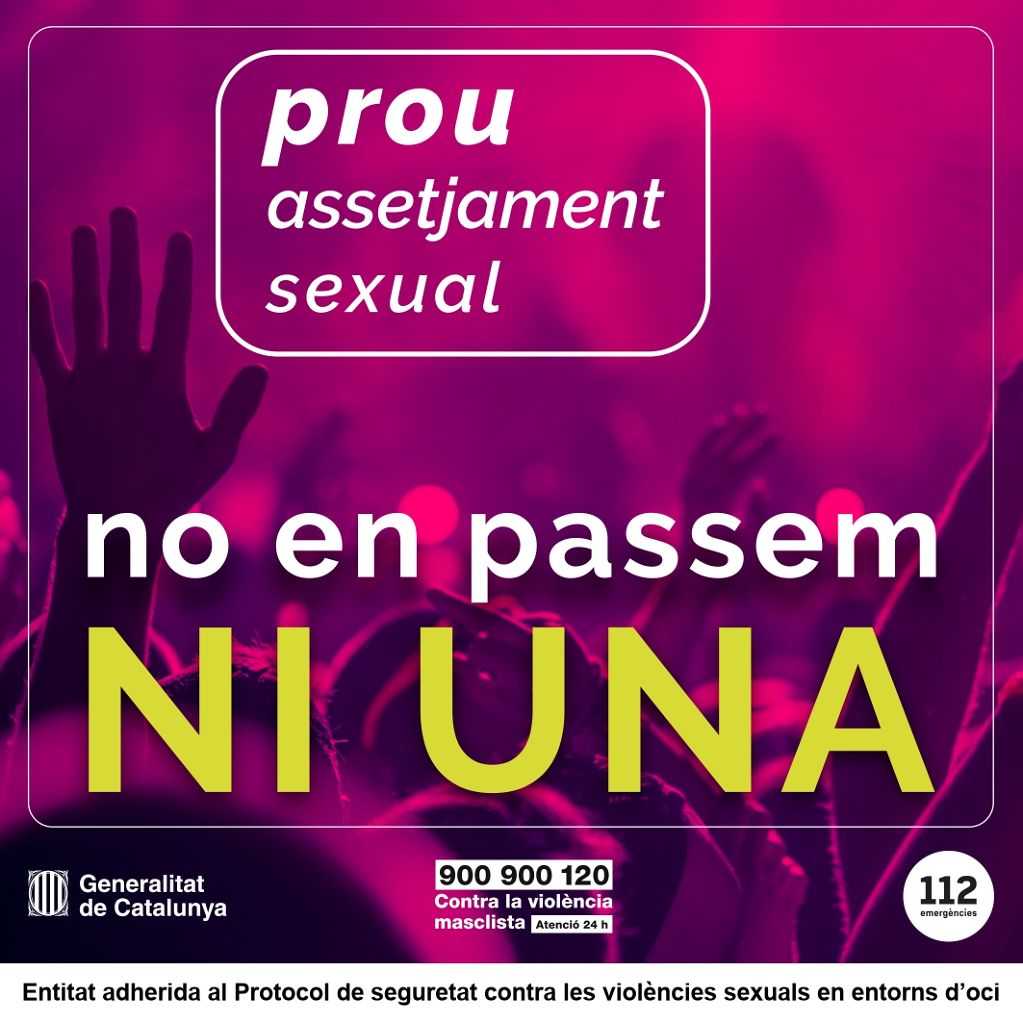 Ens adherim al Protocol de seguretat contra les violències sexuals en entorns d’oci